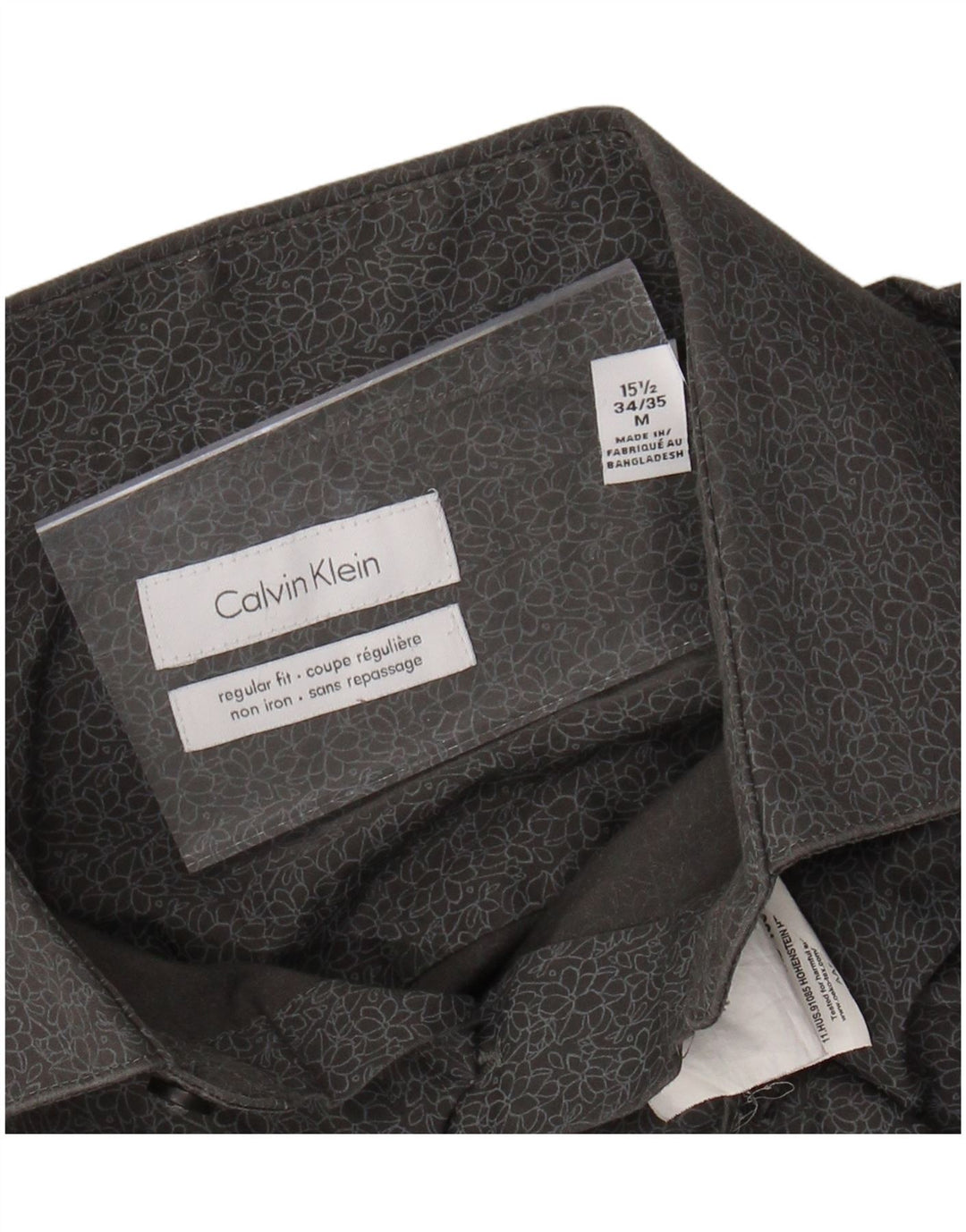 CALVIN KLEIN Camicia da uomo vestibilità regolare taglia 15 1/2 grigio medio floreale