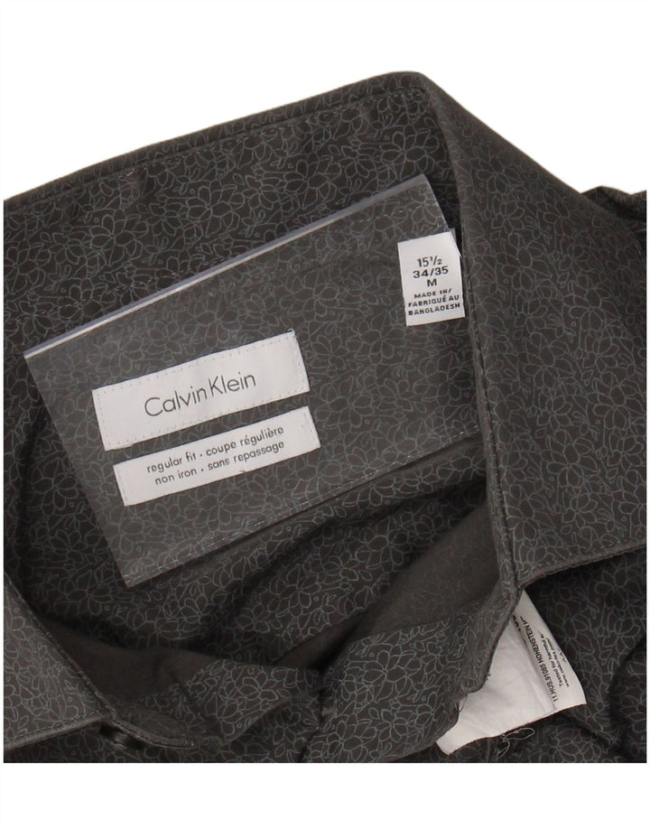 CALVIN KLEIN Camicia da uomo vestibilità regolare taglia 15 1/2 grigio medio floreale