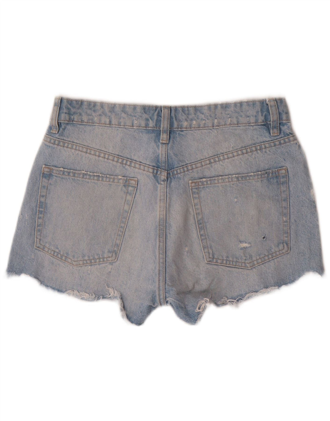 Pantaloncini in denim invecchiato da donna Zara EU 38 piccoli W28 cotone blu