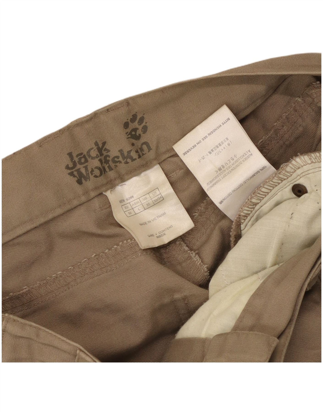 Pantaloncini bermuda cargo da uomo Jack Wolfskin W33 grande cotone beige