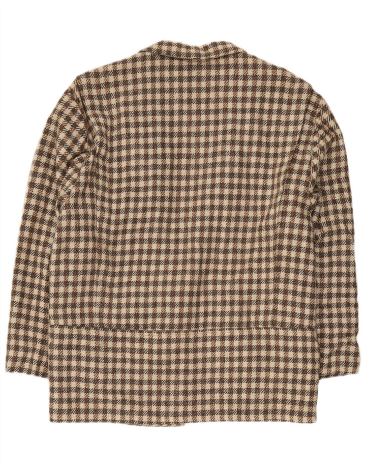 Moda Dossier Giacca blazer da uomo a 1 bottone UK 36 piccolo quadretto marrone