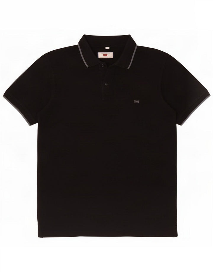 Carrera Polo da uomo vestibilità regolare large nera in cotone