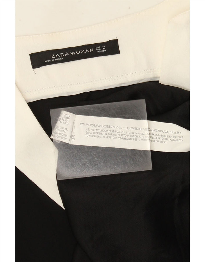 Top Zara da donna a maniche lunghe UK 14 viscosa color block medio nero