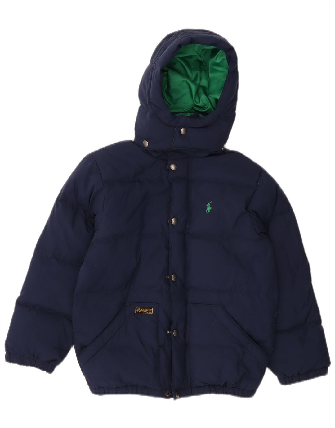 POLO RALPH LAUREN Giacca imbottita con cappuccio per ragazzi 7-8 anni piccola blu navy