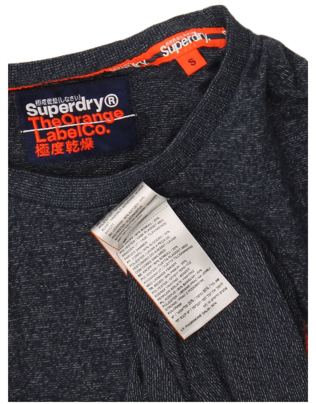 T-shirt da uomo Superdry Top Small in cotone screziato blu navy