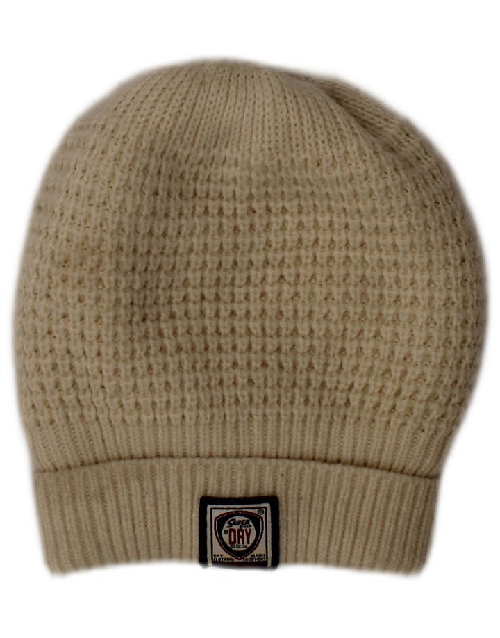 SUPERDRY Womens Sherpa Knit Beanie Cap One Size Off White Acrylic Winter