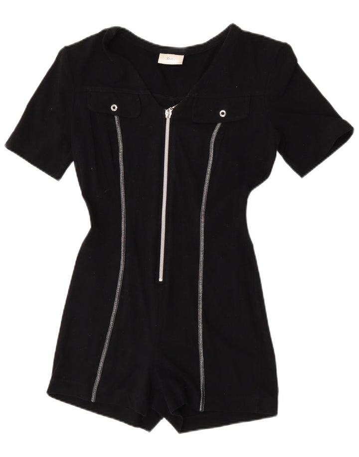 Tutina corta da donna a maniche corte Sisley UK 12 cotone nero medio