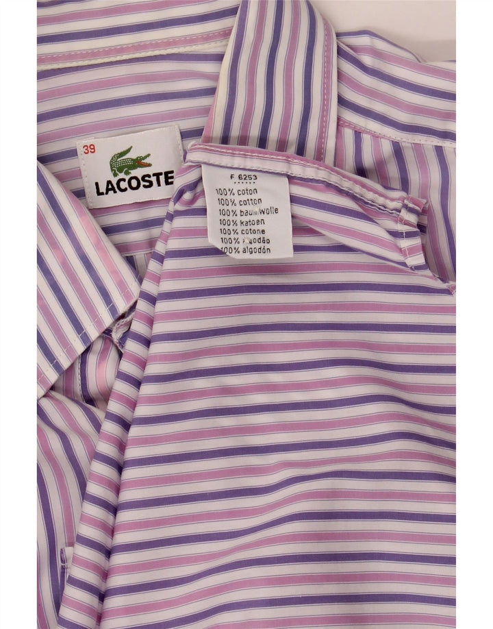 Camicia da uomo LACOSTE taglia 39 cotone a righe viola medio