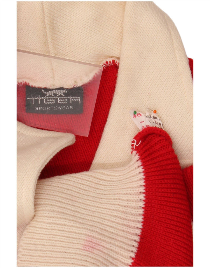 Maglione da donna con collo alto VINTAGE IT 48 XL Acrilico color block rosso