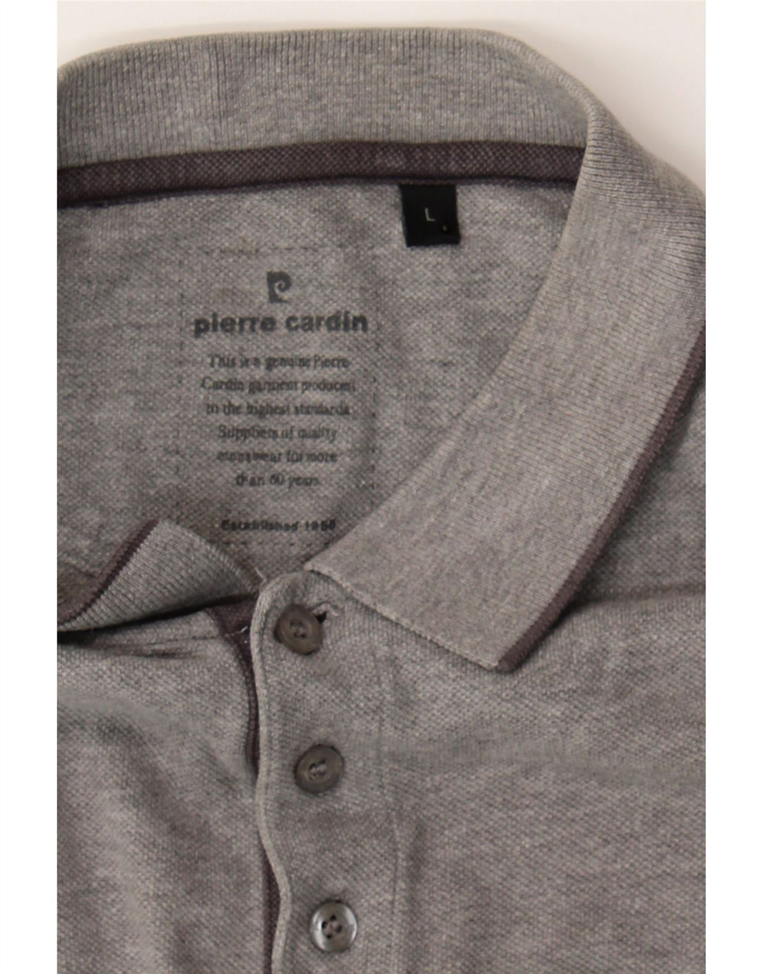 PIERRE CARDIN Mens Polo Shirt Large Grey Cotton Vintage Pierre Cardin and Second-Hand Pierre Cardin from Messina Hembry 