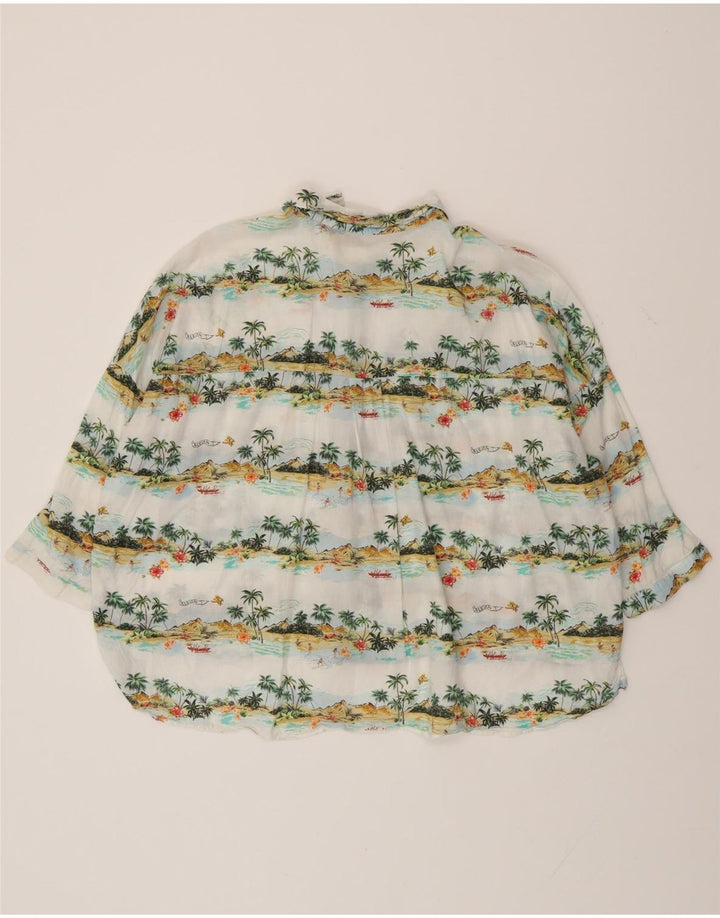 ZARA Camicia Camicia Oversize da Donna UK 14 Medio Bianco Floreale Hawaiano
