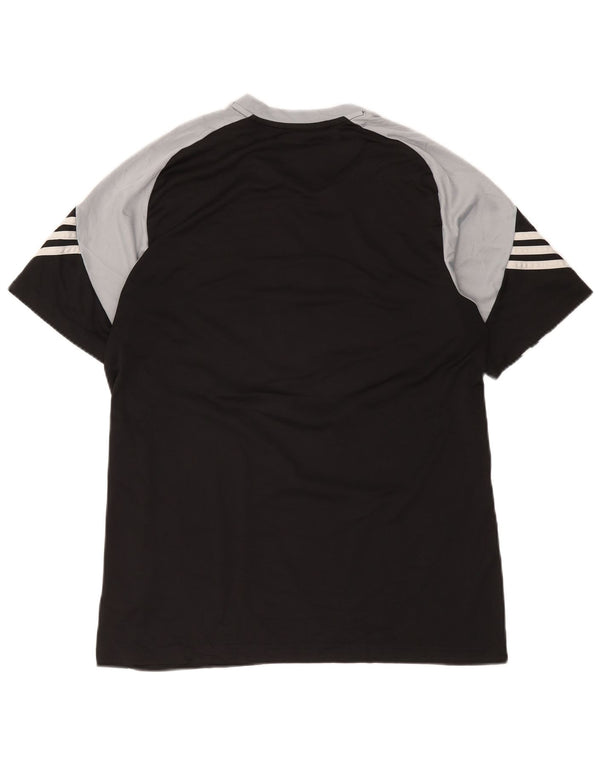 Adidas Uomo Climalite Graphic T-shirt Top Large Nero Colourblock Poliestere