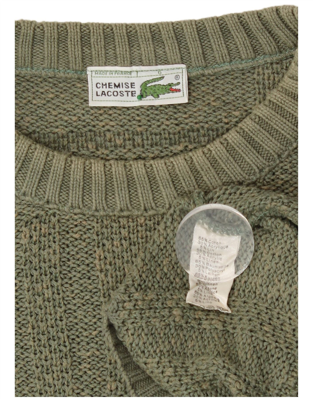 Maglione maglione girocollo da uomo Lacoste taglia 6 XL cotone kaki