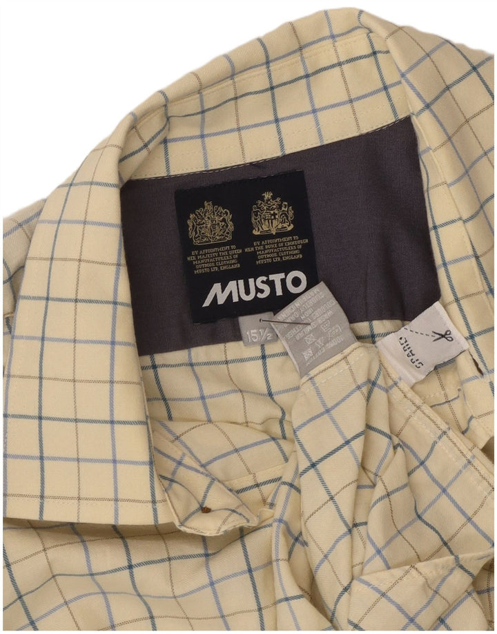 Camicia da uomo Musto taglia 15 1/2 cotone medio a quadri gialli