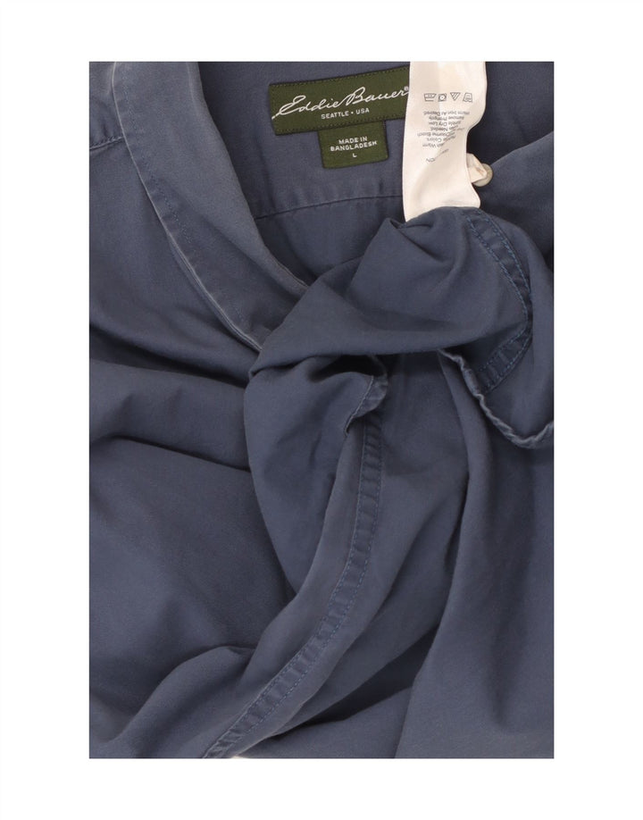 Eddie Bauer Camicia da uomo dalla vestibilità rilassata, grande, in cotone blu