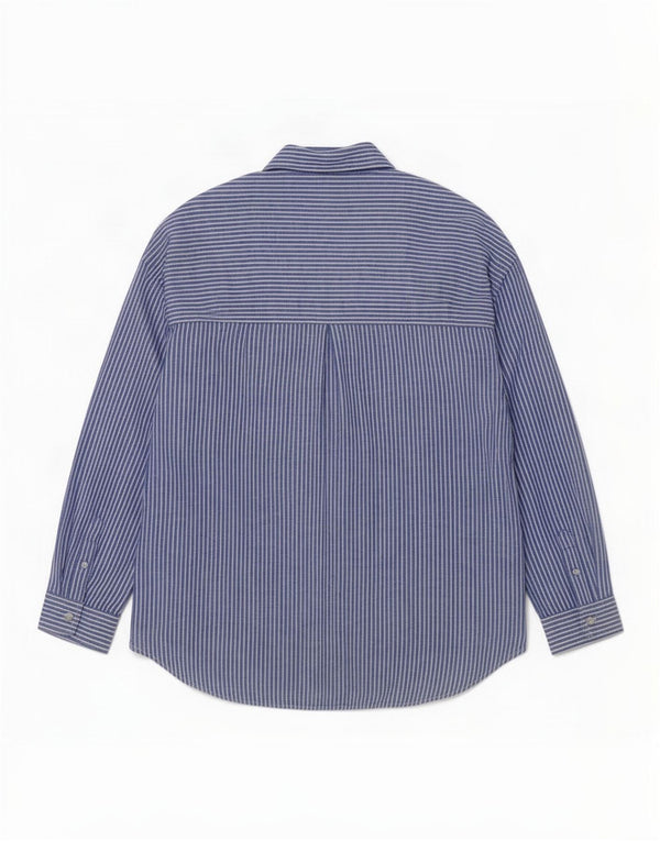 Camicia oversize da donna Zara UK 10 piccola in lino gessato blu