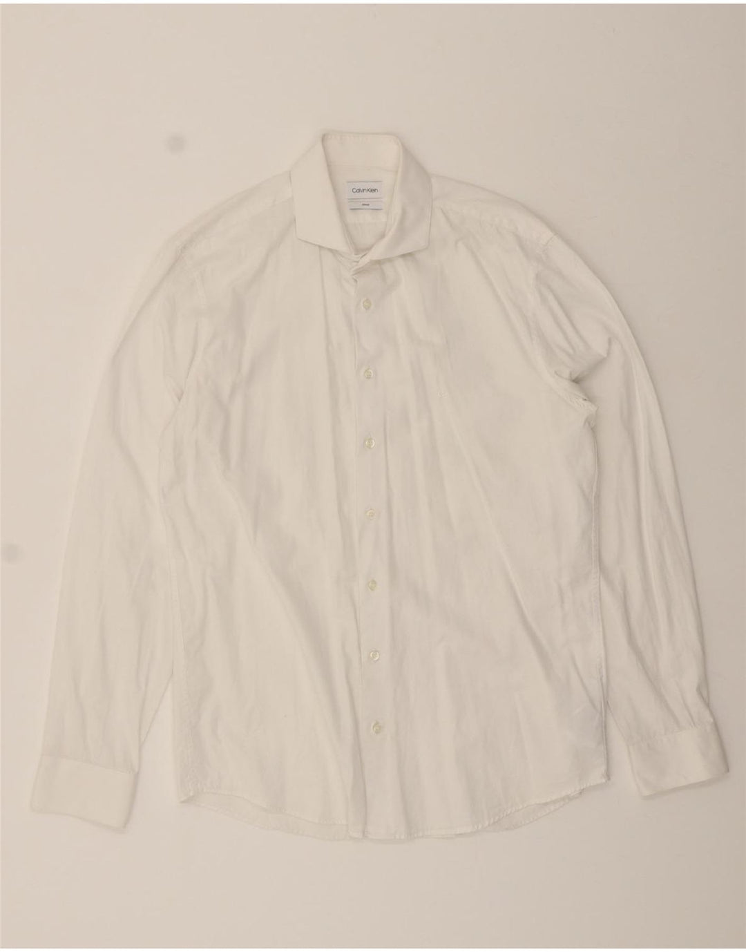 CALVIN KLEIN Mens Fitted Shirt Size 41 16 Large White Cotton Vintage Calvin Klein and Second-Hand Calvin Klein from Messina Hembry 