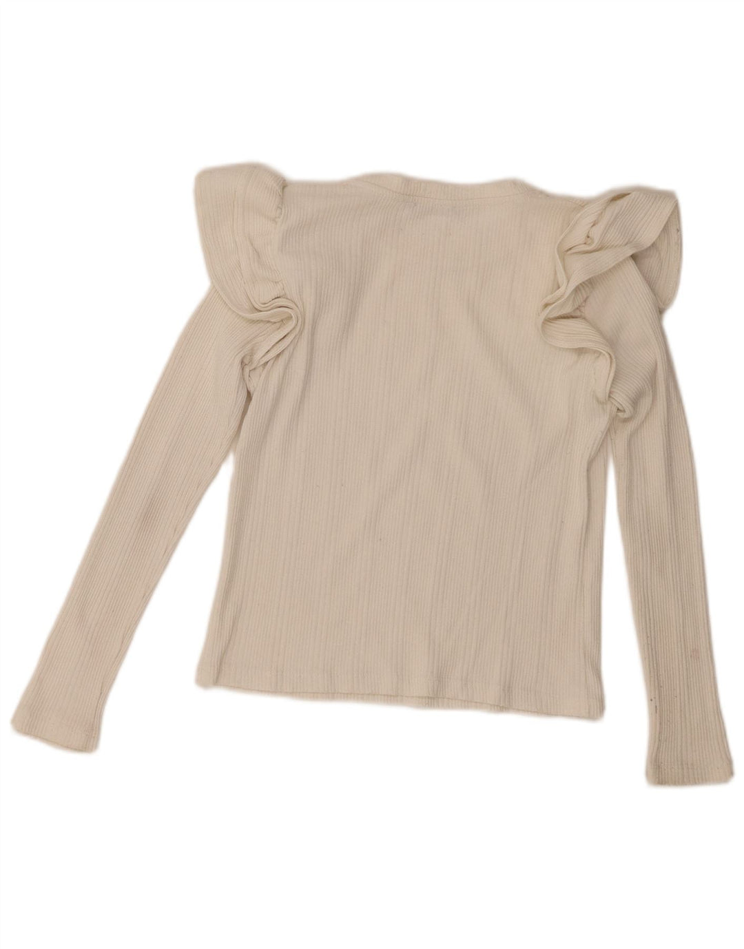Top Zara da donna a maniche lunghe con volant sul davanti UK 10 piccolo bianco sporco