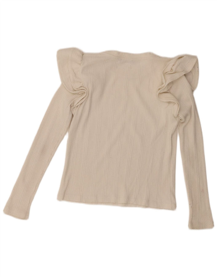 Top Zara da donna a maniche lunghe con volant sul davanti UK 10 piccolo bianco sporco