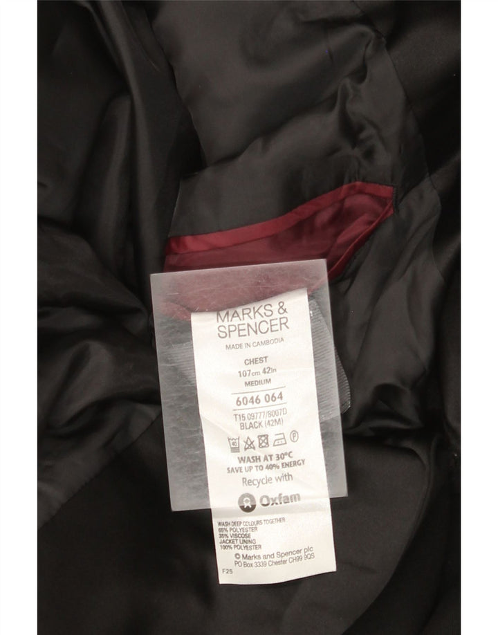 Giacca blazer a 2 bottoni da uomo Marks & Spencer UK 38 poliestere nero medio