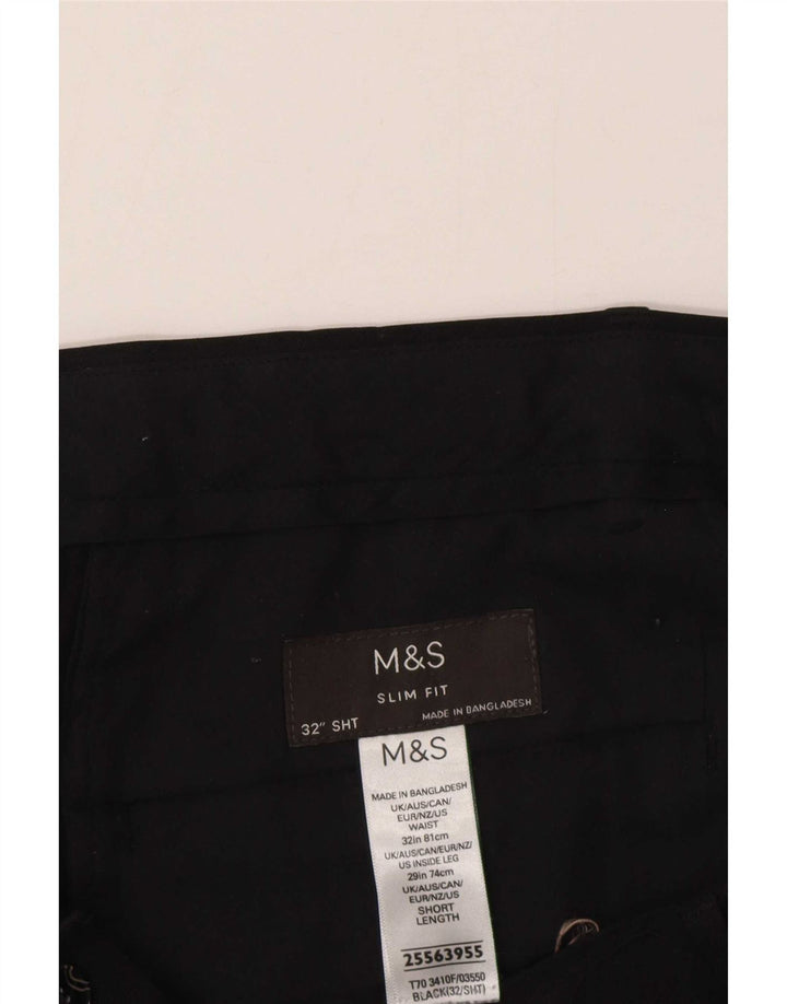 Pantaloni chino slim fit da uomo Marks & Spencer W32 L29 poliestere nero