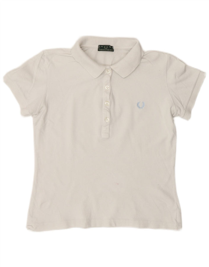 Polo corta da donna Fred Perry UK 12 cotone bianco medio