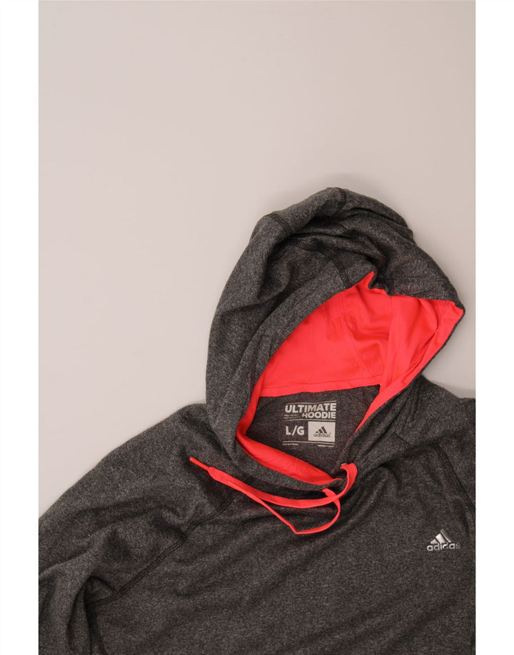 ADIDAS Womens Hoodie Jumper UK 16 Large Grey Polyester Vintage Adidas and Second-Hand Adidas from Messina Hembry 