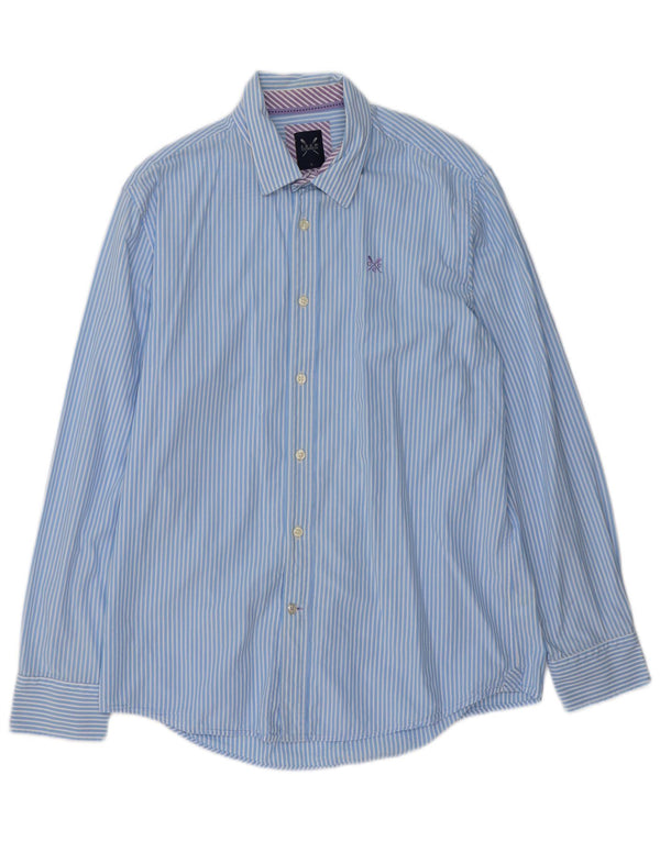 CREW CLOTHING Camicia da uomo dalla vestibilità classica, in cotone gessato blu grande