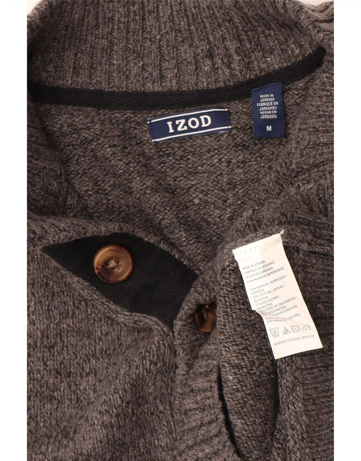 Maglione da uomo Izod con bottoni e collo in acrilico grigio medio