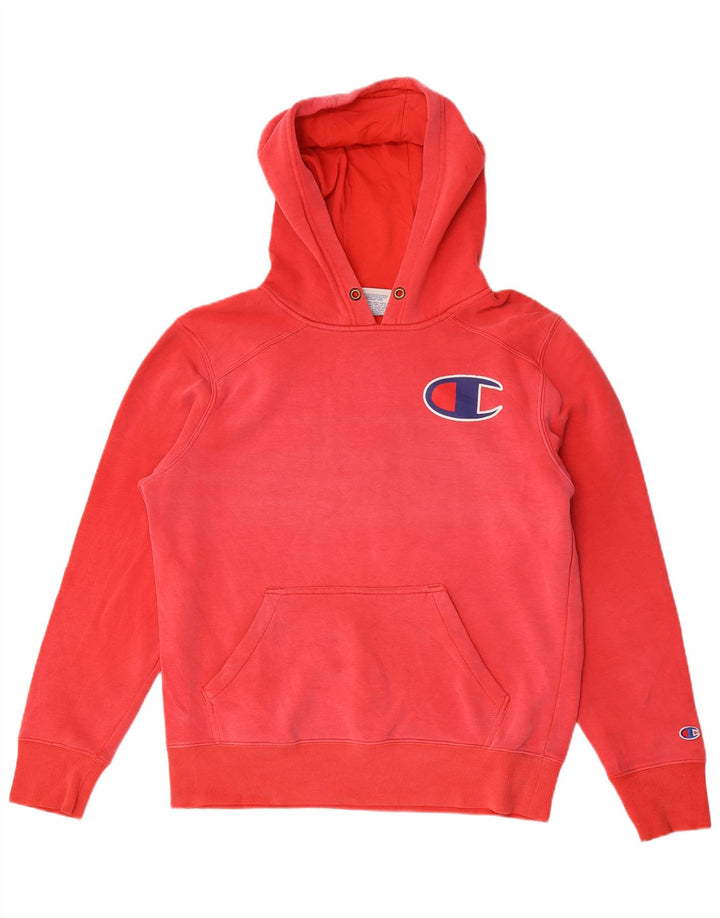 Maglione con cappuccio grafico da uomo Champion in cotone rosso medio