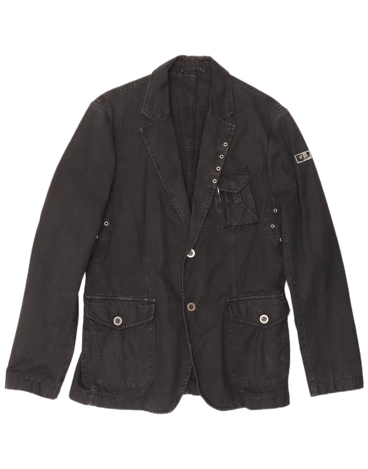 Giacca blazer in denim da uomo a 2 bottoni Iceberg IT 52 XL in cotone grigio