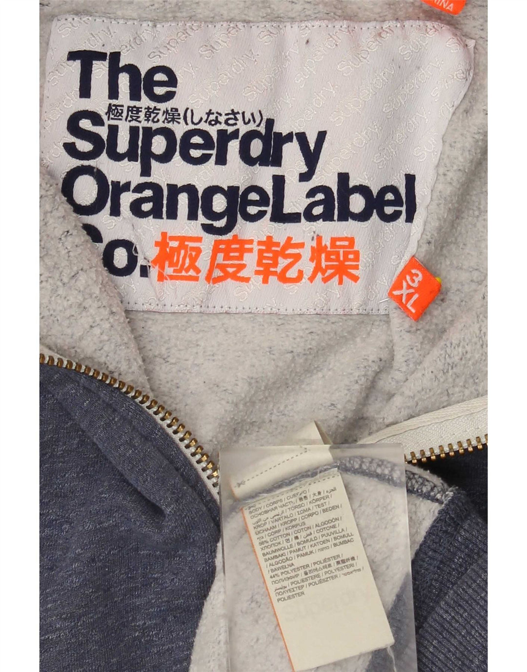 Maglione con cappuccio e zip da uomo Superdry 3XL in cotone blu