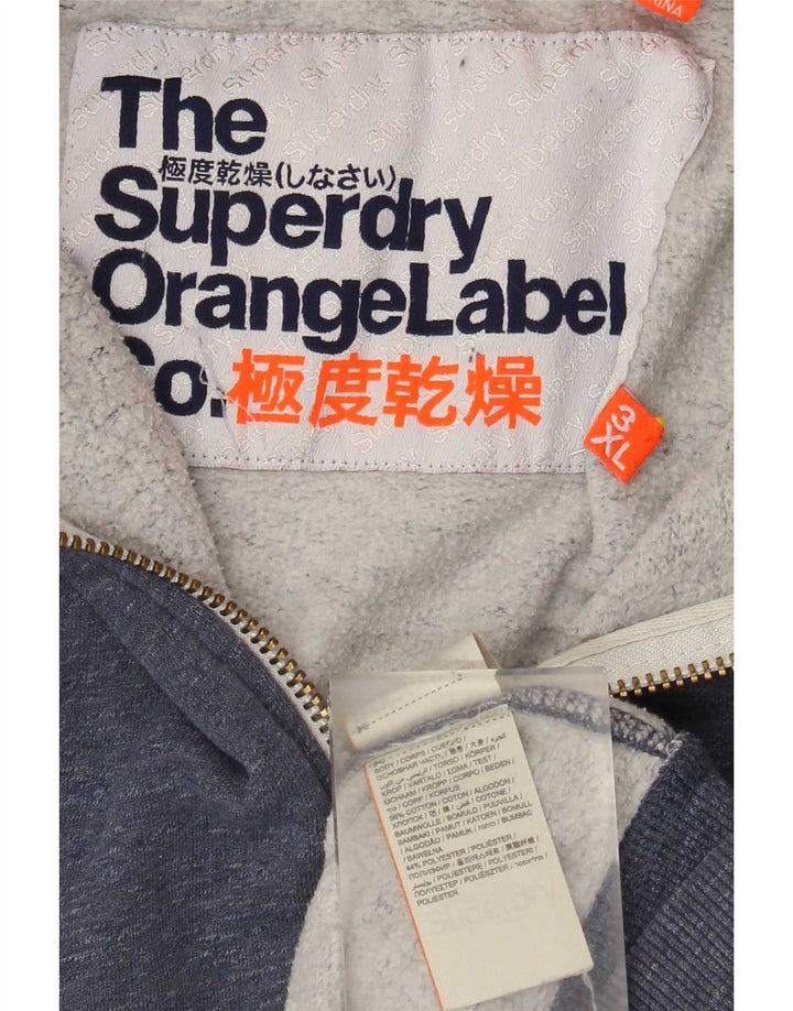 Maglione con cappuccio e zip da uomo Superdry 3XL in cotone blu