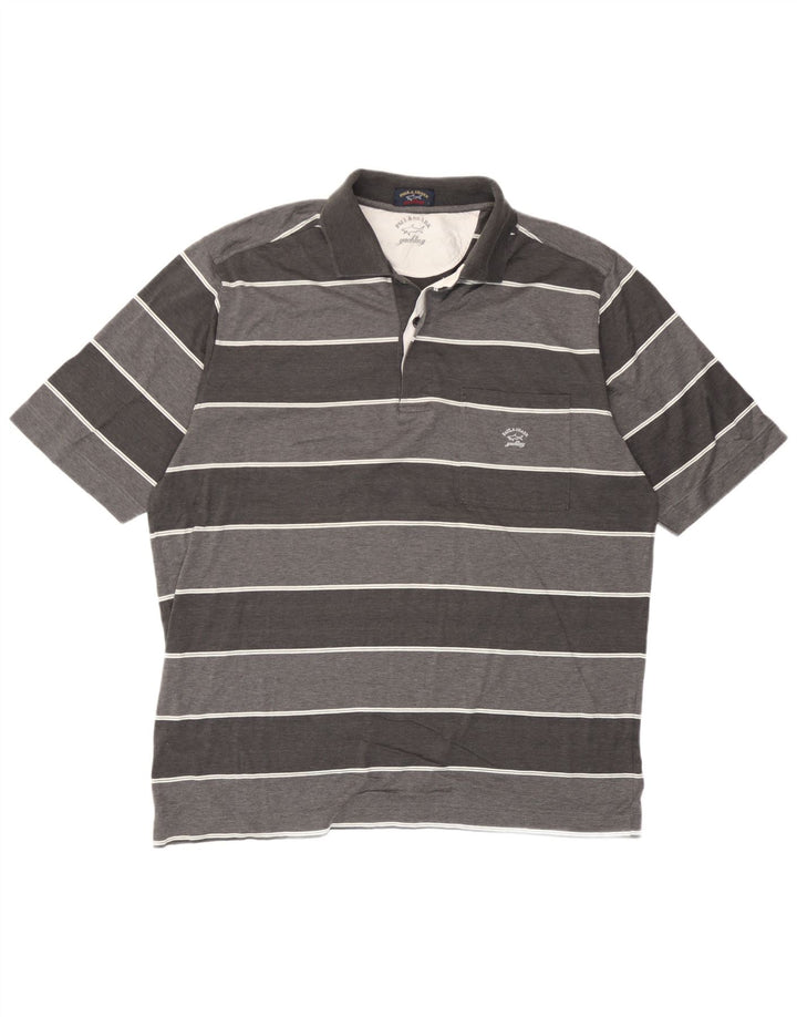 Polo da uomo Paul & Shark a righe grandi grigie