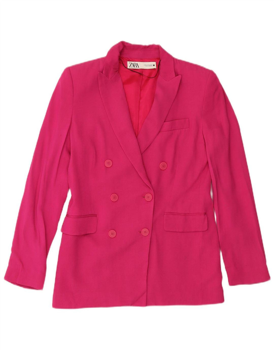 Giacca blazer doppiopetto vestibilità ampia da donna ZARA UK 6 XS rosa viscosa