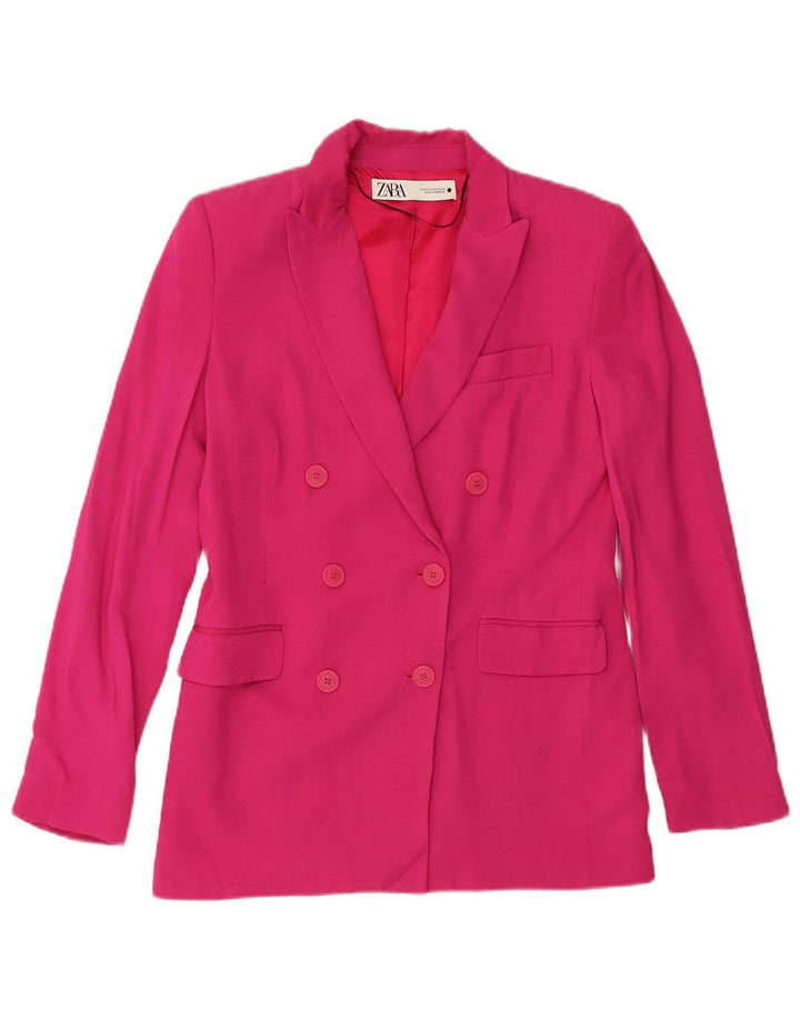 Giacca blazer doppiopetto vestibilità ampia da donna ZARA UK 6 XS rosa viscosa