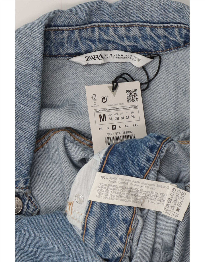 Tutina corta in denim da donna Zara UK 12 cotone blu medio