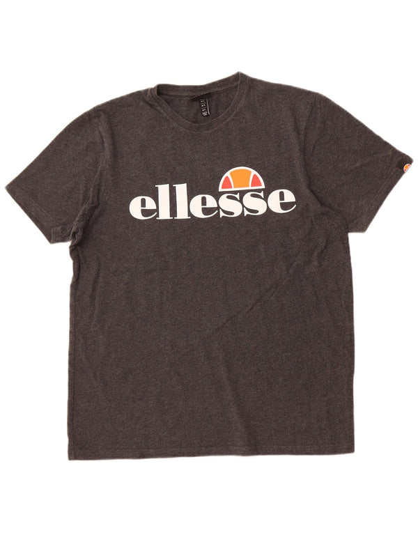 ELLESSE T-shirt grafica da donna con grafica Top UK 14 Large in cotone grigio