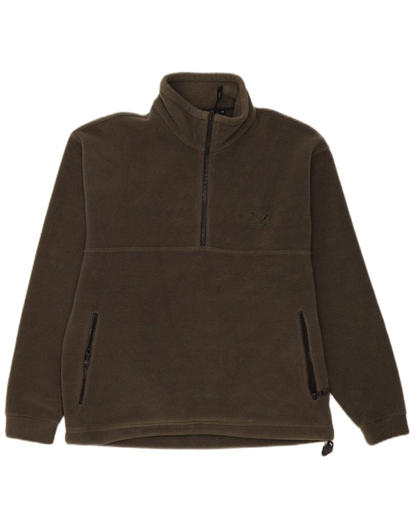 SALEWA Maglione in pile da uomo con zip e collo XS verde poliestere sportivo