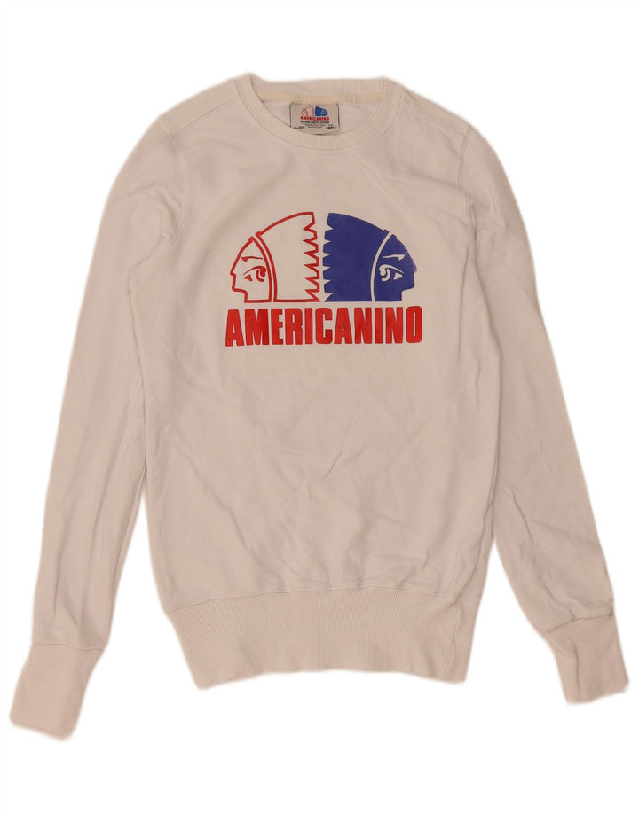 Americanino Felpa grafica da uomo Maglione piccolo cotone bianco