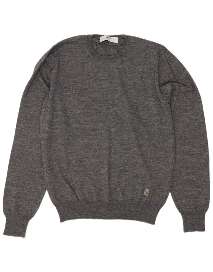 Maglione maglione girocollo da donna Liu Jo UK 10 piccolo grigio lana vergine