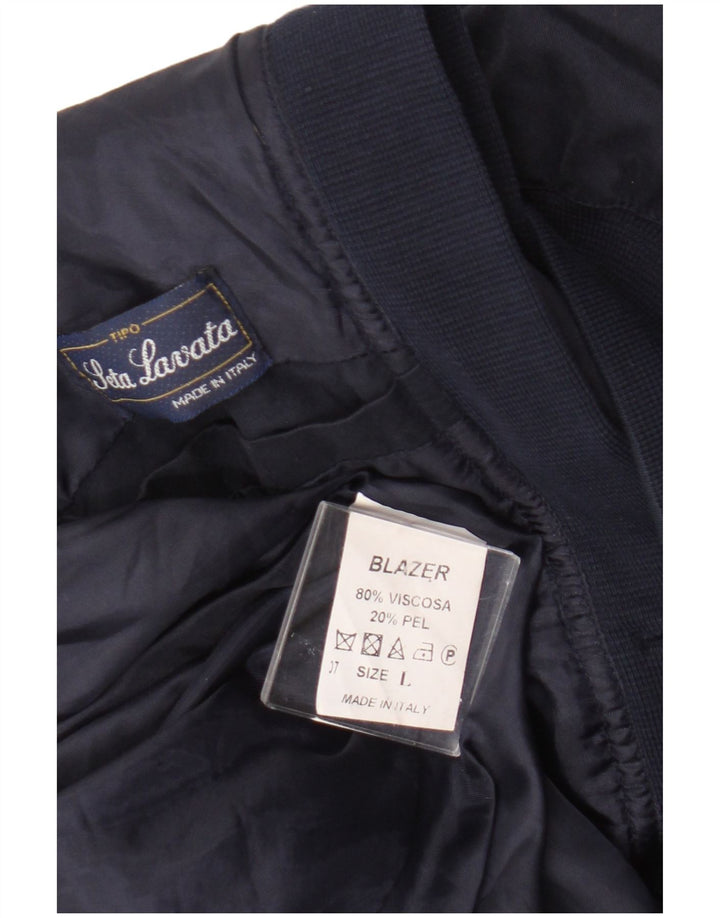 Giubbotto bomber vintage da uomo UK 40 grande seta blu navy