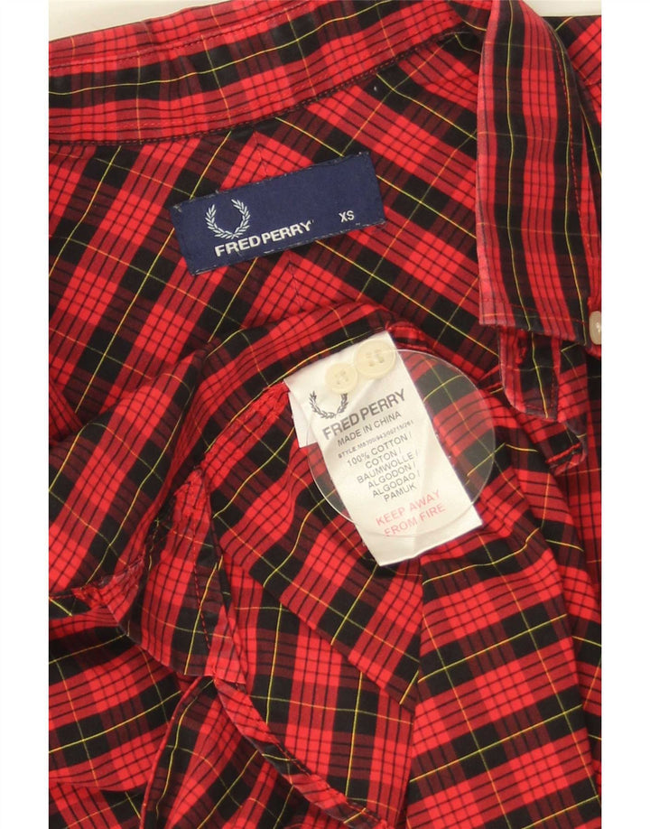 Camicia da uomo Fred Perry XS in cotone a quadri rossi