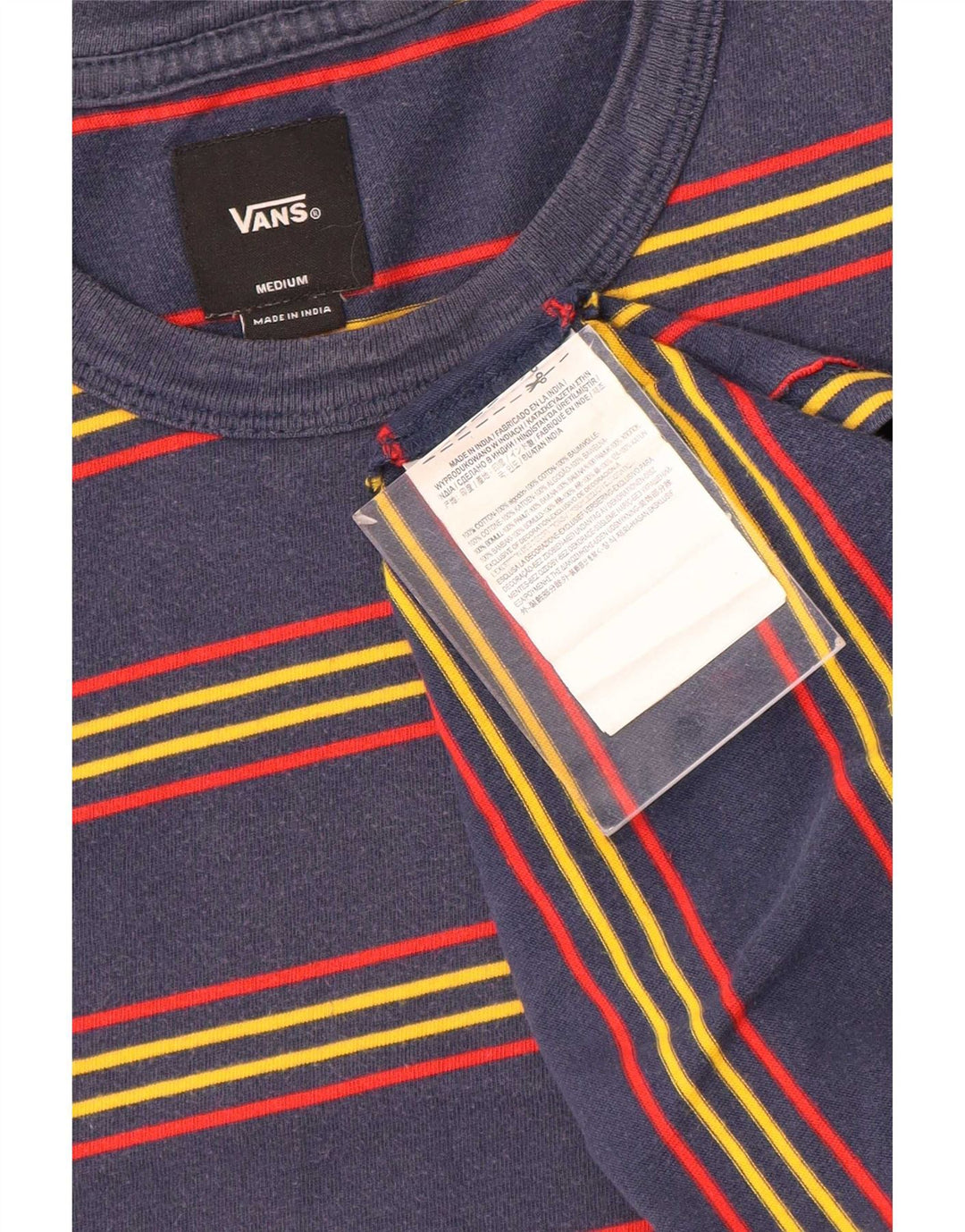 T-shirt da uomo Vans Top in cotone a righe medie blu navy