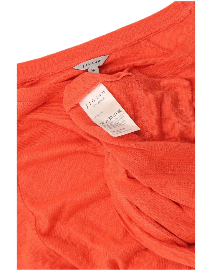 Jigsaw Top da donna manica 3/4 UK 12 Lino arancione medio