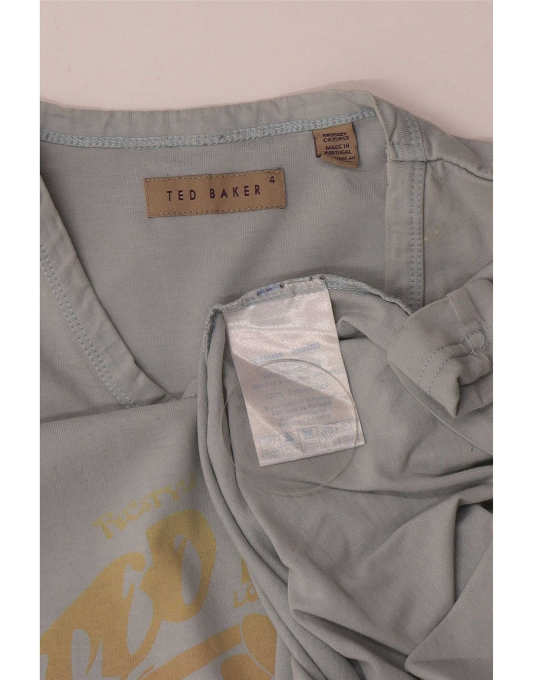 T-shirt grafica da uomo Ted Baker taglia 4 grande in cotone blu