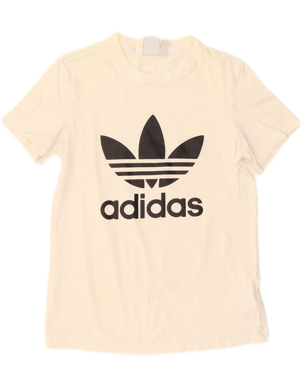 T-shirt grafica da donna Adidas Top UK 8 Small in cotone bianco sporco