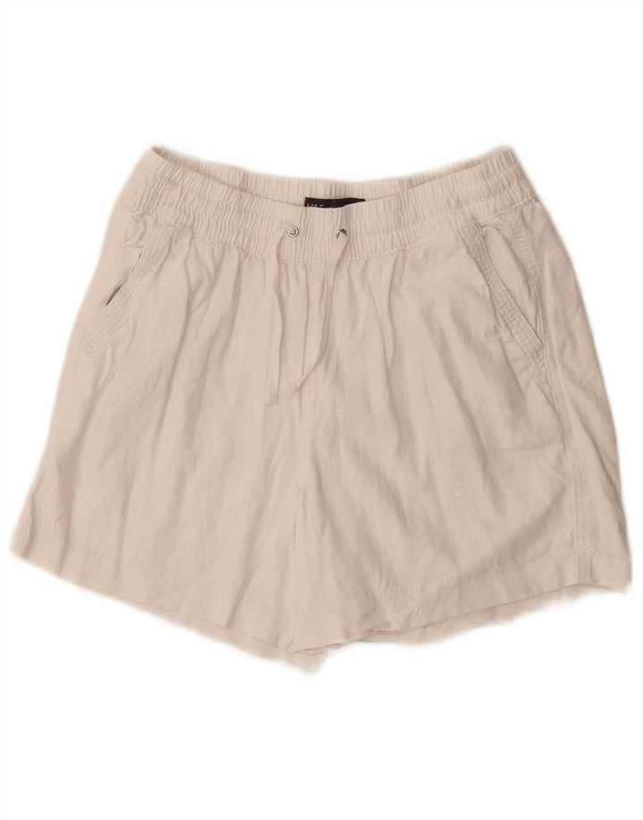 Pantaloncini chino da donna Marks & Spencer UK 10 piccoli W28 lino bianco