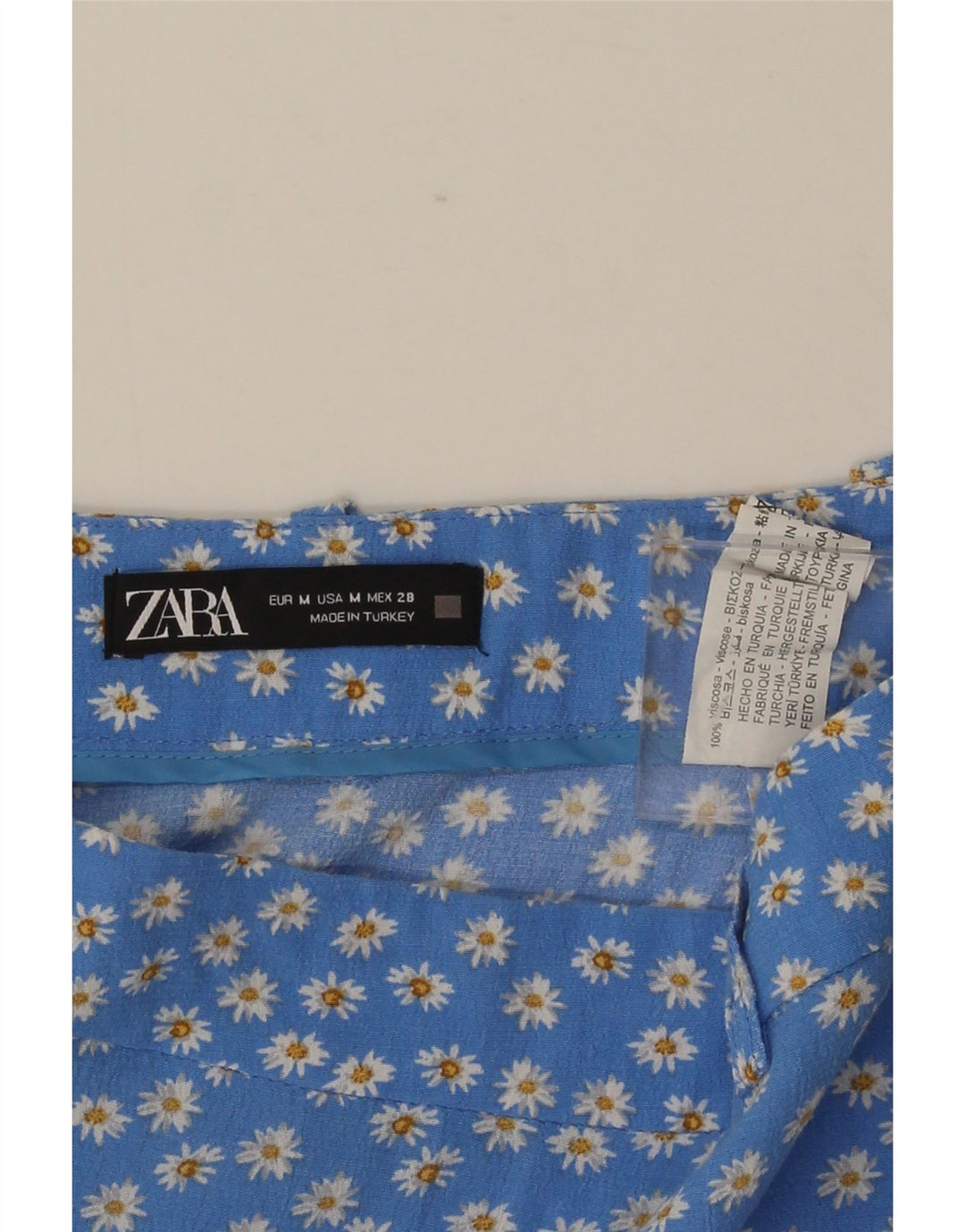 Minigonna Zara da donna media W28 in viscosa floreale blu