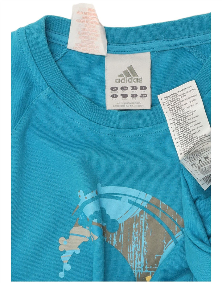 T-shirt grafica da ragazzo Adidas Top 15-16 anni in poliestere blu
